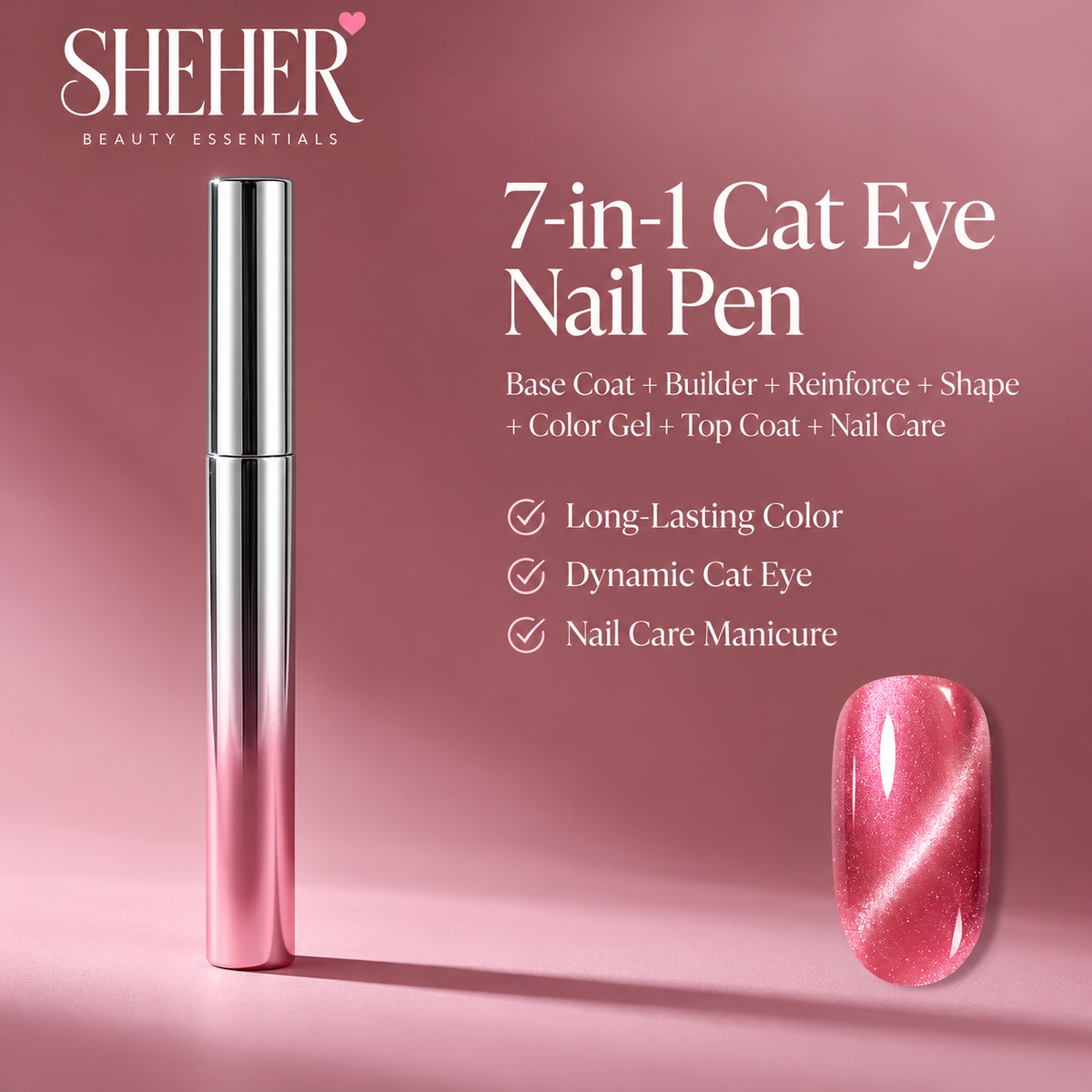 Sheher 7in1 Magnetic Cat Eye Nail Gel Pen Portable