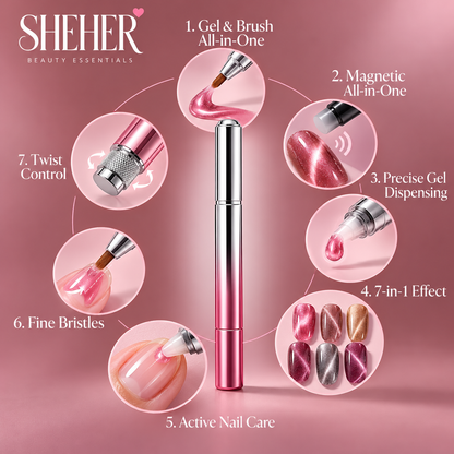 Sheher 7in1 Magnetic Cat Eye Nail Gel Pen Portable